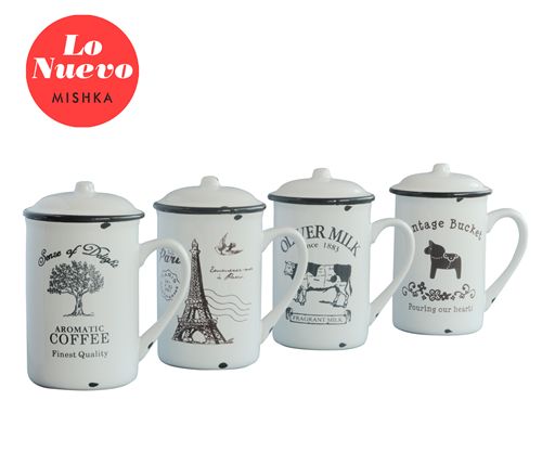 Mug De Ceramica Vintage C/Tapa Caja Indiv 7,5X12H Cm