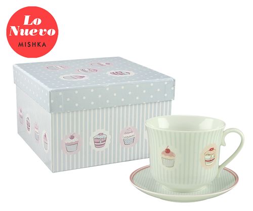 [7798293795712] Taza Y Plato De Porcelana Cupcake En Caja De Regalo