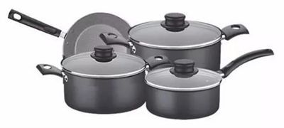[20298/676] Turim Jgo.Bateria De Cocina X 7  Pz Negro (C/Sarten)