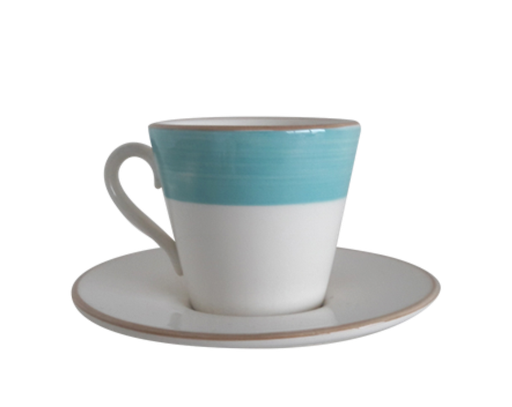 [CJC01C] Plato + Taza Cafe Ceramica - Celeste