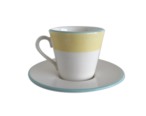 [CJC01O] Plato + Taza Cafe Ceramica - Amarillo