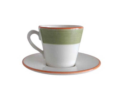 [CJC01V] Plato + Taza Cafe Ceramica - Verde