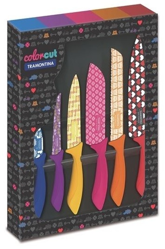 [23099/932] Colorcut Set De Cuchillos X 6 Hoja De Acero Inoxidable. Revestimiento Decorado