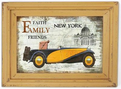 [GB6930] Cuadro Auto Amarillo Madera 30 X 40