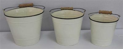 [DE1518] Set X 3 Baldes Portamacetas Blancos
