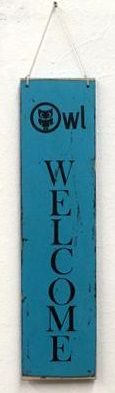 [5008] Cartel &quot;Welcome&quot; Vertical Azul 15X60 Cm.