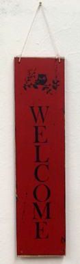 [5004] Cartel &quot;Welcome&quot; Vertical Rojo 15X60 Cm.