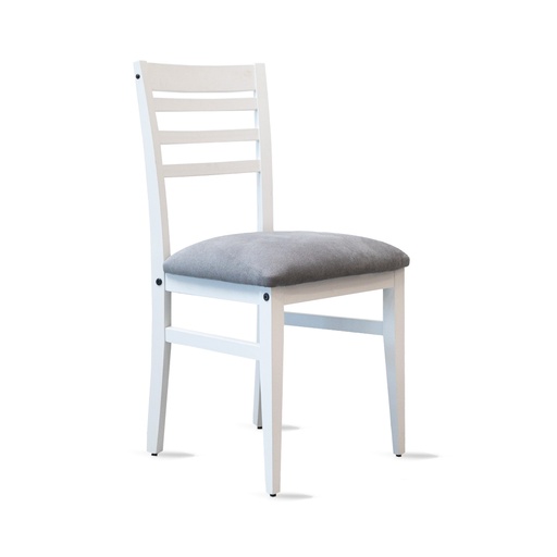 [800175] Discontinuado - Silla Ana Blanca Tapizado Gris Claro