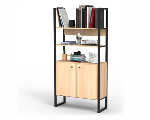 [DST22RN] &quot;D&quot;- Estantería Biblioteca Industrial de oficina 180 X 89 X 35 Cm 2 Puertas Roble Natural