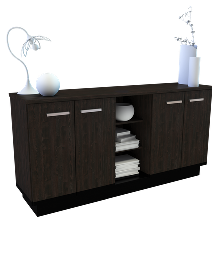 [DL856RT] Bahiut 4 Ptas 2 Est.Roble Termo Negro 80 X 160 X 42 Cm