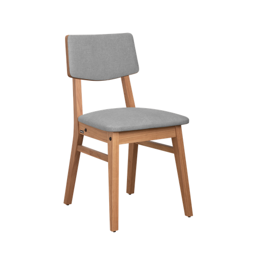 [801913] Silla Osaka Roble Tapizado Gris Claro