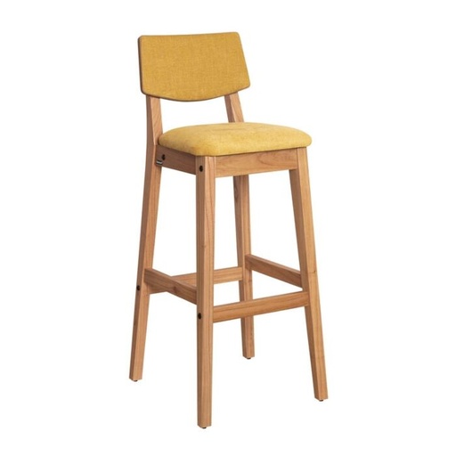 [801915] Banqueta Osaka Roble Tapizado Mostaza