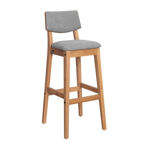 [801916] Banqueta Osaka Roble Tapizado Gris Claro