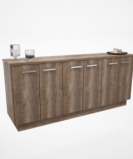 [DL854RNG] Bahiut 6 Ptas 2 Caj Int. Roble Nebraska Gris  80 X 180 X 42 Cm