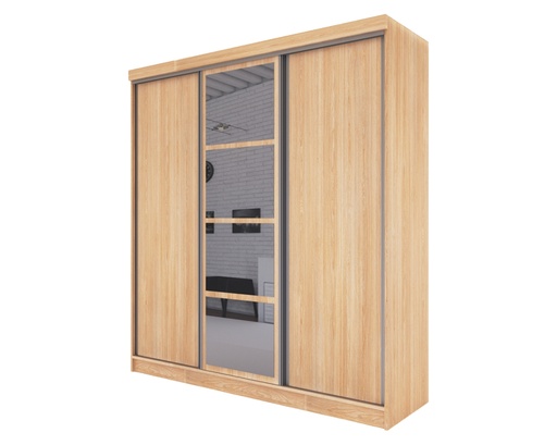[DL463RN] Ropero 3 Ptas Corre. 4 Espej. 3 Caj (218X 205X 58Cm) Roble Natural