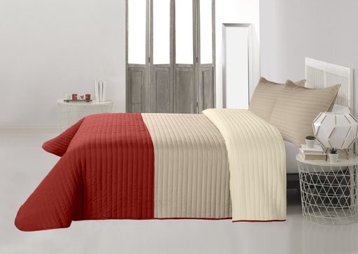 [084803160417121] Quilt Tricolor + Fundas Twin Color Terracota