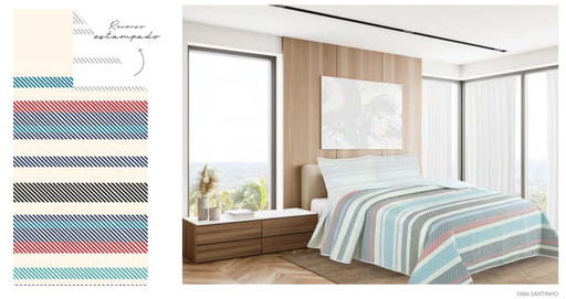 [084070230425886] Quilt Estampado C/Funda Queen Santinho