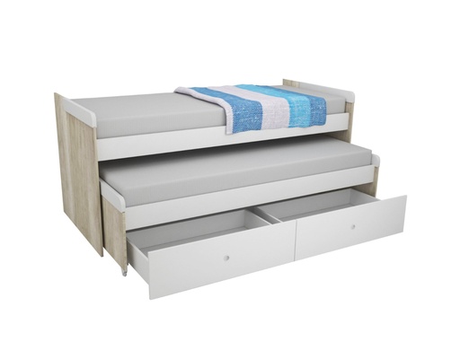 [170239-HEL-BLA] Cama Nido Corsa Doble Con 2 Cajones Helsinki Blanco
