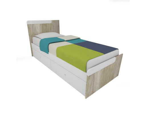 [1701-9-HEL-BLA] Cama 1 Plaza C/ 2 Cajones Helsinki Blanco