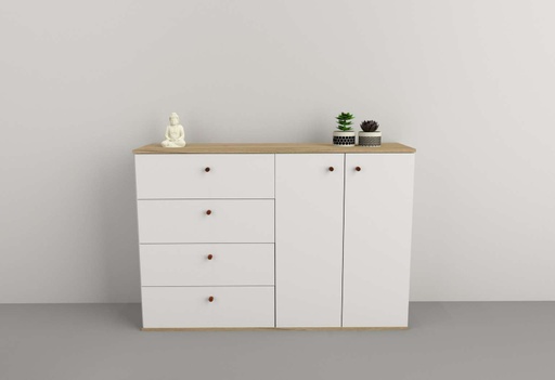 [7009-COE] Bahiut Tables 4 Cajones 2 Puertas Olmo Finlandes Blanco