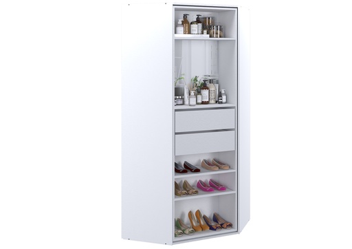 [525-BLA] Mueble De Guardado O Zapatero Giratorio Con Espejo interior Y Cajones Blanco (OPCIONAL FRENTE ESPEJO)