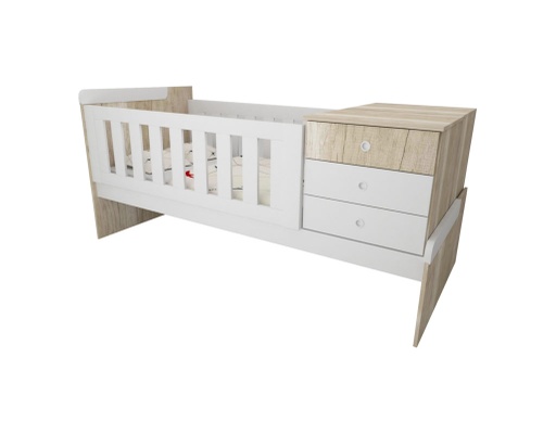 [1723-HELBLA] Cuna Funcional Creciente 195X90X90 Cm Corr. Telesc. Helsinki Blanco