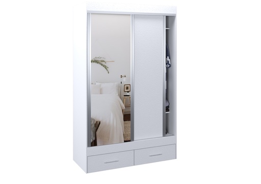 [523-BLA] Vestidor Corsa 2 Puertas 1 Puerta Con Espejo 140X220 Blanco
