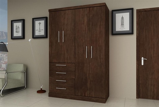 [800616] Discontinuado - Placard Linea Modena 4 Puertas - 4 Cajones Tabaco
