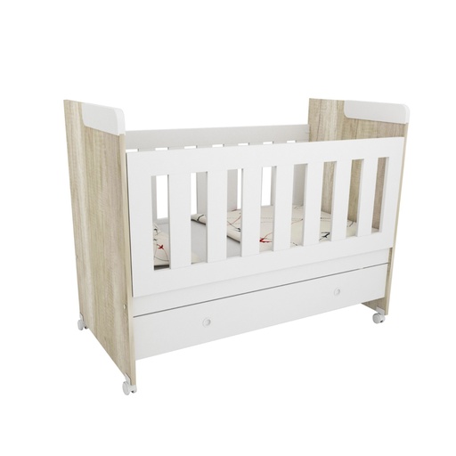 [1726-HEL] Cuna Con Ruedas Y Cajon 128 X 68 X 90 Cm Helsinki/Blanco