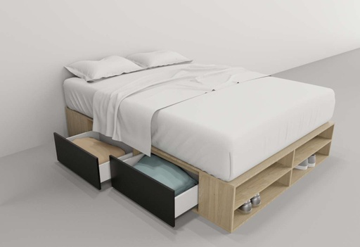 [6442-CON] Box 1,40M 4 Cajones/Estantes Olmo F/Negro