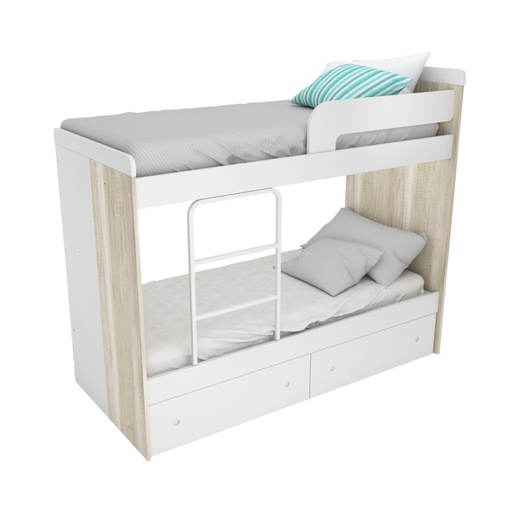 [1706-9-HEL-BLA] Cama Cucheta 80 Cm Con 2 Cajones Con Escalera Integrada 80X196 Cm