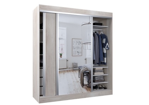 [506-HEL] Vestidor 2 Puertas 1 Puerta Con Espejo 180X200 Helsinki