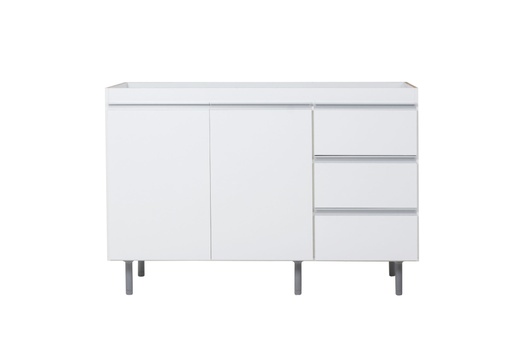 [31604486] (D) Bajo Mesada Arco 1.20 C/ 2pts 3caj. blanco aluminio