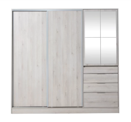 [35232702] Placard Murano Mix 2.07m 4P 4C c/espejo pino aland blanco