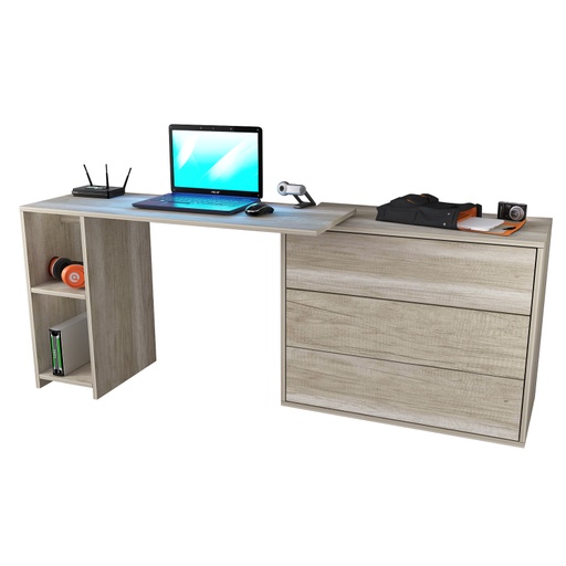 [5012-HEL] Mesa escritorio rack tv giratorio c/cajonera helsinky