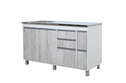 [7798401381110] Bajo mesada Sorrento 1.4 - 2 Puertas - 5Cajones Cascina-Gris