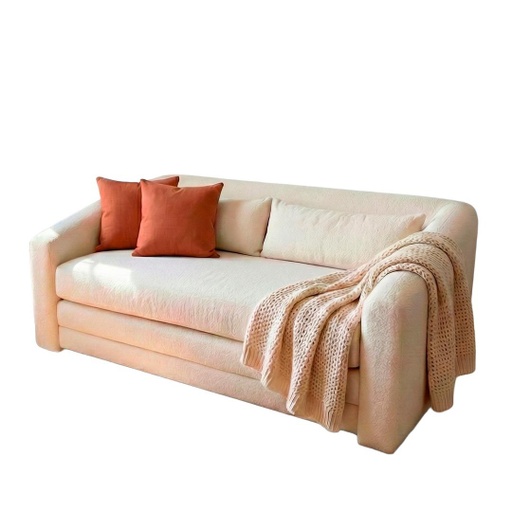 [28978] Sofa cama Ovy 1.70x0.90 Abierto:1.40x1.90 bucle vainilla
