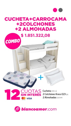 [31257] Combo Cucheta+ carrocama+2 colchones +2 almohadas