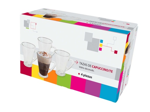[7792281025096] Taza Capuch.Vidrio, Set X 4