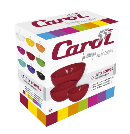 [7792281034401] Set  3 Bowls Ø 17-20-23 Cm.Caja Regalo