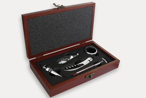 [7792281085168] Vino, Set Acces.X 5, Caja Madera