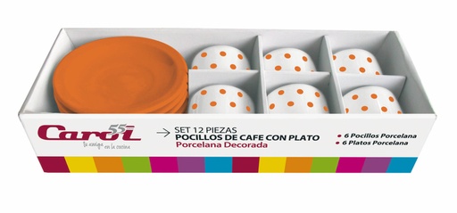 [7792281216104] Set 12 Pzas  6 Pocillos Café +Plato C/Rega