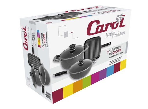 [7792281372282] Jgo.Bateria 5 Pzas. Cacerola 24 ( 3724)Wok 26 Cm (37126) Y Bifera 26X26 (31902)En Caja Ilustrada.